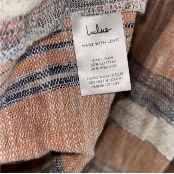 Lulu’s Striped Orange Linen Blend Oversized
Flowy Dress(Size Small) - Picture 8 of 8